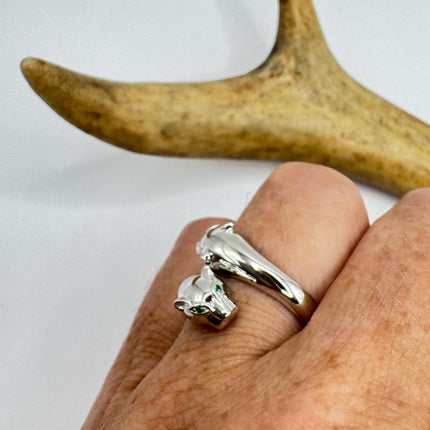 Vintage Silver Ring | Crystal Cocktail Cougar Cat Ring 925 Sterling Silver
