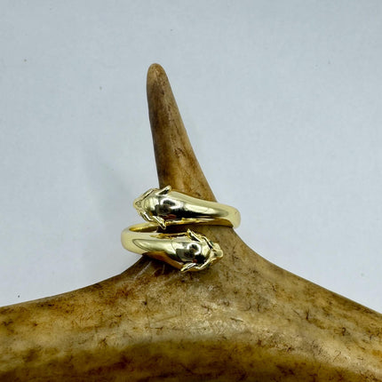 Vintage Gold Silver Ring | Cougar Cat Ring 925 Sterling Silver