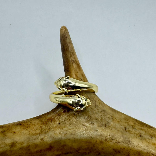 Vintage Gold Silver Ring | Cougar Cat Ring 925 Sterling Silver