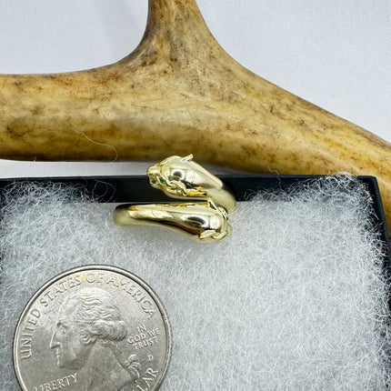 Vintage Gold Silver Ring | Cougar Cat Ring 925 Sterling Silver