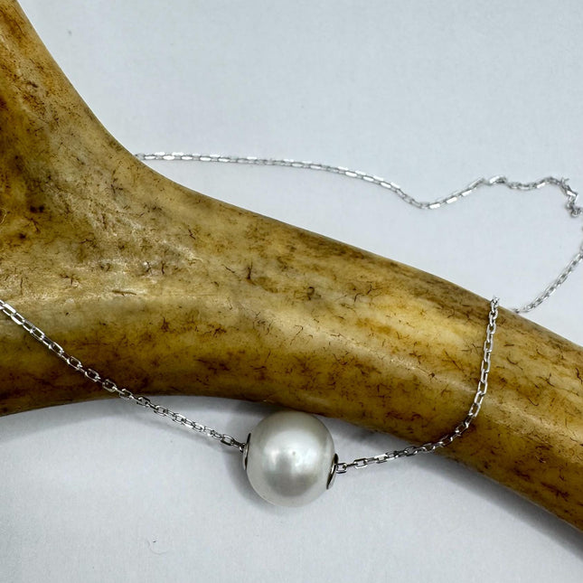 Vintage Pearl Necklace | Elegant White Pearl Gemstones 925 Sterling Silver 16- 18 inch