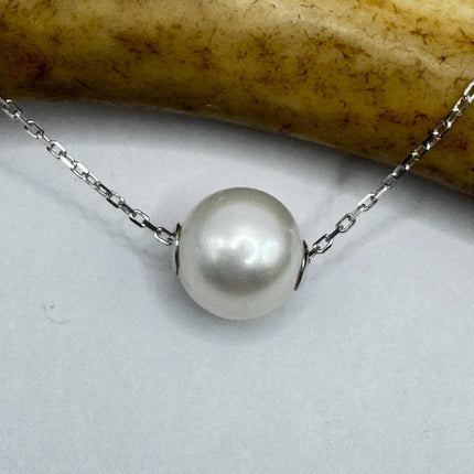 Vintage Pearl Necklace | Elegant White Pearl Gemstones 925 Sterling Silver 16- 18 inch