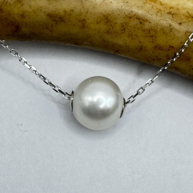 Vintage Pearl Necklace | Elegant White Pearl Gemstones 925 Sterling Silver 16- 18 inch