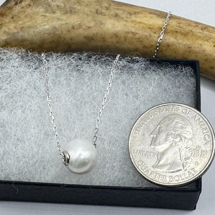 Vintage Pearl Necklace | Elegant White Pearl Gemstones 925 Sterling Silver 16- 18 inch