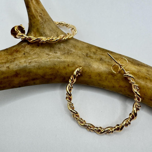 Vintage Gold Large Hoop Earrings - Simple Everyday Design in 9K Gold Fill - Chunky Style