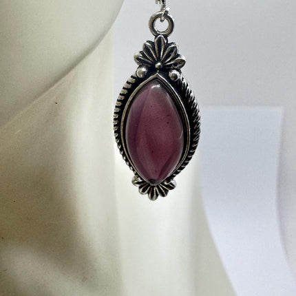Vintage Purple Amethyst Dangle Earrings Sterling Silver Design Statement Leverbacks