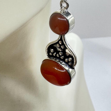 Vintage Red Carnelian Silver Earrings | 925 sterling Silver Lever Backs