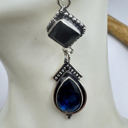 Vintage Cobalt Blue Glass Silver Earrings | 925 sterling Silver Lever Backs