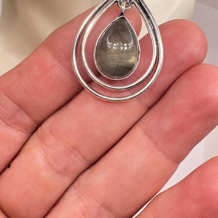 Vintage Labradorite Dangle Earrings Sterling Silver Design Statement Leverbacks