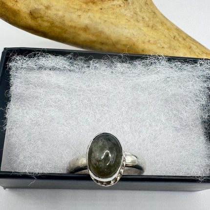 Vintage Grey Labradorite 925 Sterling Silver Boho Ring | Unique Gift Statement Ring Elijah Collection