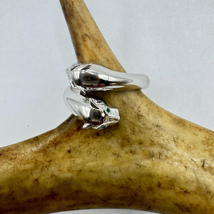 Vintage Silver Ring | Crystal Cocktail Cougar Cat Ring 925 Sterling Silver