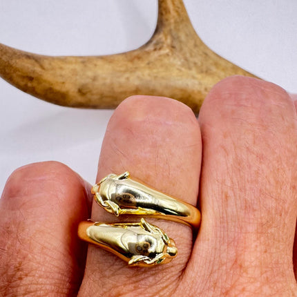 Vintage Gold Silver Ring | Cougar Cat Ring 925 Sterling Silver