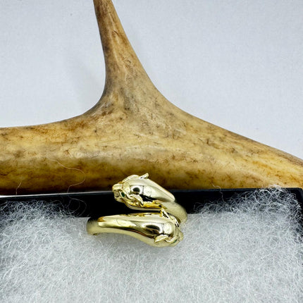 Vintage Gold Silver Ring | Cougar Cat Ring 925 Sterling Silver