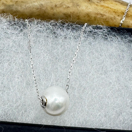 Vintage Pearl Necklace | Elegant White Pearl Gemstones 925 Sterling Silver 16- 18 inch