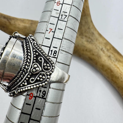 Vintage Silver Bronze Poison Ring | Retro Green Peridot Unique Gift Statement Ring