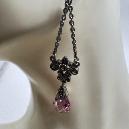 Vintage Pink Ice Rose Crystal Chandelier Drop Gemstone 925 Sterling Silver Chandelier Earrings