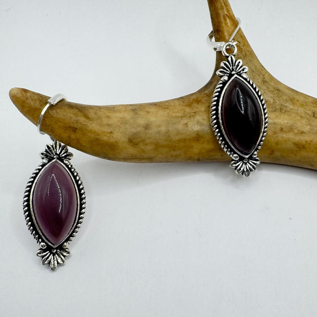 Vintage Purple Amethyst Dangle Earrings Sterling Silver Design Statement Leverbacks