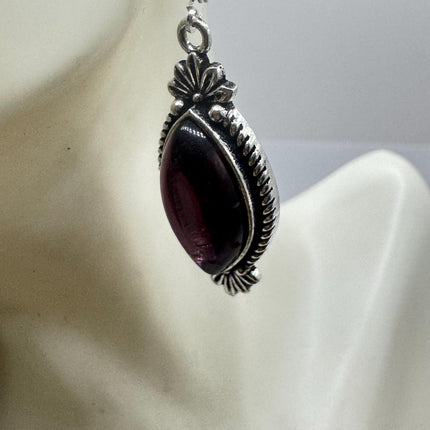 Vintage Purple Amethyst Dangle Earrings Sterling Silver Design Statement Leverbacks