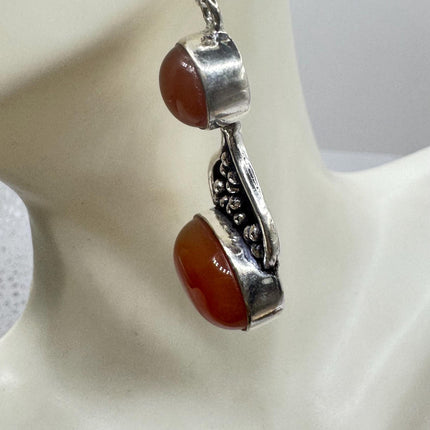 Vintage Red Carnelian Silver Earrings | 925 sterling Silver Lever Backs