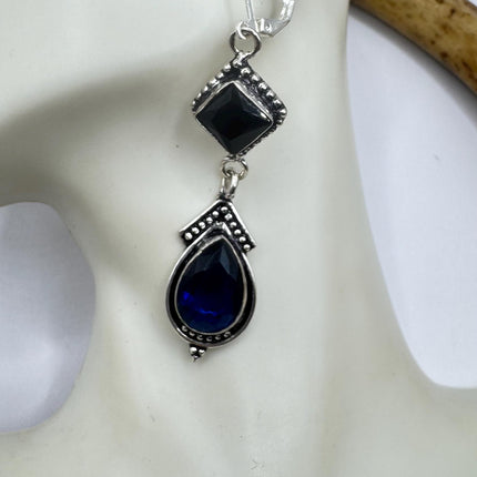 Vintage Cobalt Blue Glass Silver Earrings | 925 sterling Silver Lever Backs