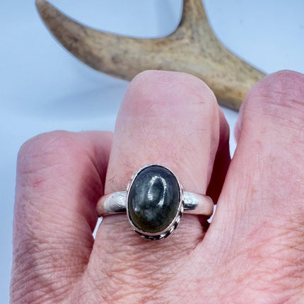 Vintage Grey Labradorite 925 Sterling Silver Boho Ring | Unique Gift Statement Ring Elijah Collection