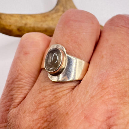 Vintage Grey Labradorite 925 Sterling Silver Boho Ring | Unique Gift Statement Ring Elijah Collection