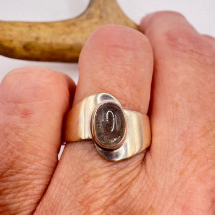 Vintage Grey Labradorite 925 Sterling Silver Boho Ring | Unique Gift Statement Ring Elijah Collection