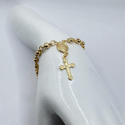 Vintage Rosary Bracelet | Beaded with 9k Gold Filled Cross Pendant Charm Rosary Beads Prayer Bracelet