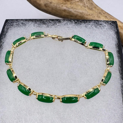 Vintage Gold Bracelet | Green Lucky Jade Bracelet