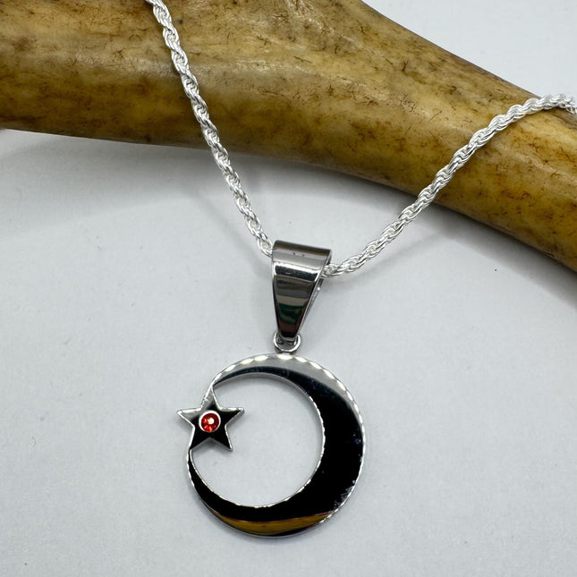 Vintage Silver Nation of Islam Muslim Moon Crescent Necklace