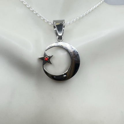 Vintage Silver Nation of Islam Muslim Moon Crescent Necklace