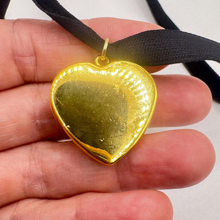 Vintage White Pearl Heart Necklace Gold Fill Black Velvet Choker