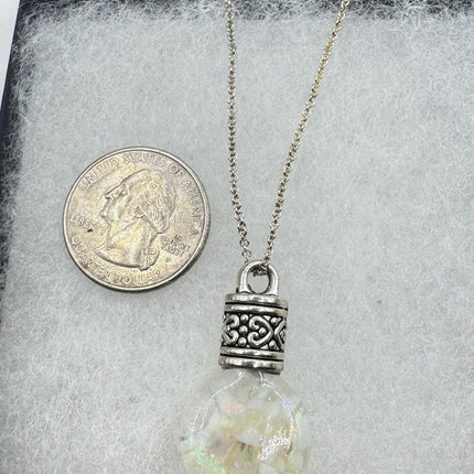 Vintage White Fire Floating Opal Necklace Sterling Silver