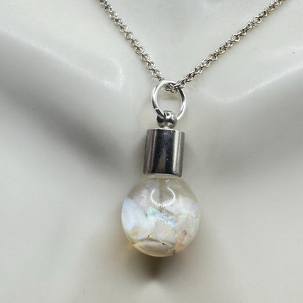 Vintage White Fire Floating Opal Necklace Sterling Silver