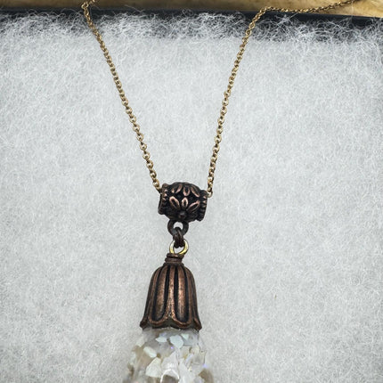 Vintage White Fire Floating Opal Necklace Bronze