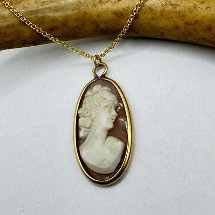 Vintage Cameo Pendant Necklace 12k Gold Filled