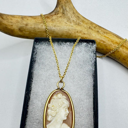 Vintage Cameo Pendant Necklace 12k Gold Filled