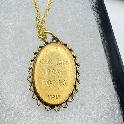 Vintage Cameo St Mary Pendant Necklace 12k Gold Filled