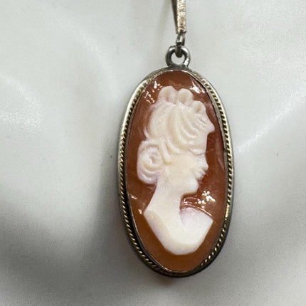 Vintage Cameo Pendant Necklace 925 Sterling Silver