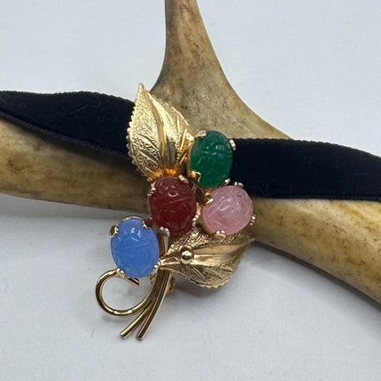 Vintage Scarab Brooch Pin 9k Gold Filled