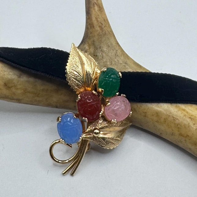 Vintage Scarab Brooch Pin 9k Gold Filled
