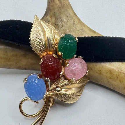 Vintage Scarab Brooch Pin 9k Gold Filled