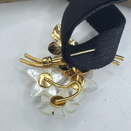 Vintage Green Jade Flowers Gold Filled Pin Brooch