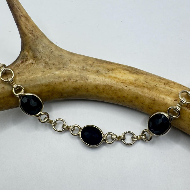 Vintage Black Onyx Bracelet Gold Filled Bezel