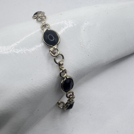 Vintage Black Onyx Bracelet Gold Filled Bezel
