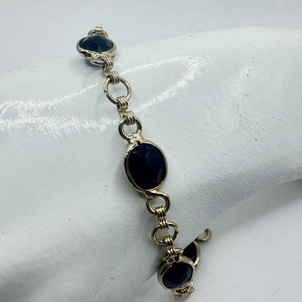 Vintage Black Onyx Bracelet Gold Filled Bezel