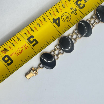 Vintage Black Onyx Bracelet Gold Filled Bezel TINY 6 Inches long