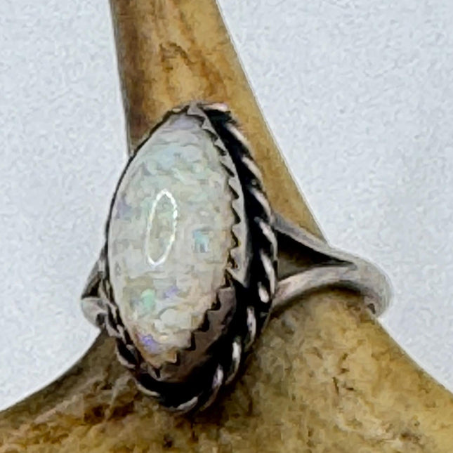 Fire Opal Ring – Vintage Sterling Silver Heart Shaped 925 Band Resizable-Rings-TomWayne Jewelers