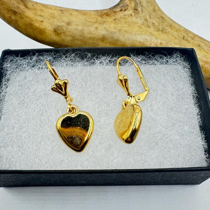 Vintage Gold Heart Hoop Earrings: Gold Filled