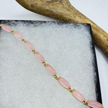 Vintage Pink Rose Quartz Lucky Bracelet in Golden Bronze